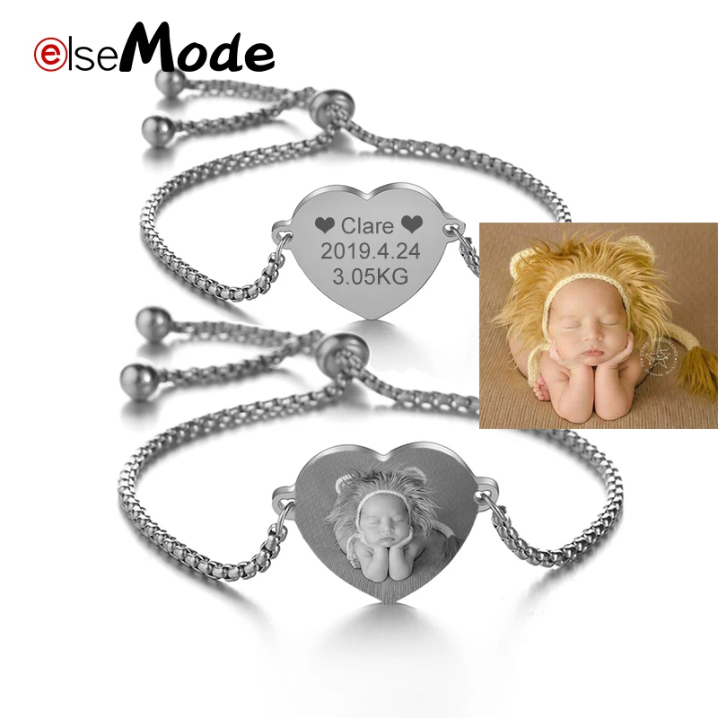 Женский браслет из нержавеющей стали ELSEMODE регулируемый с гравировкой имени и