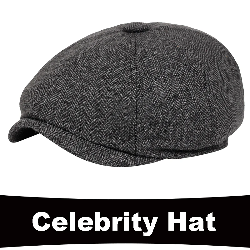 Men Beret Newsboy Hat Celebrity Caps Vintage Tweed Peaky Blinders Berets Flat Peaked Cap Street Hats for Women Men Hiphop