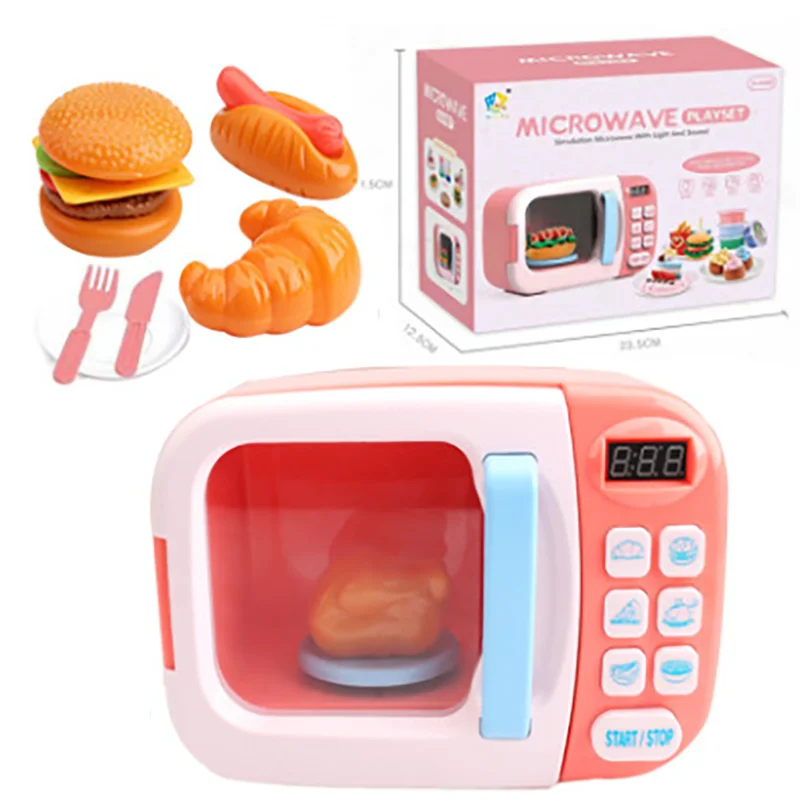pink Детская кухня домашняя электрическая микроволновая печь игрушки DIY ручной работы закуски моделирование приготовления пищи посуда игрушки - Цвет: pink