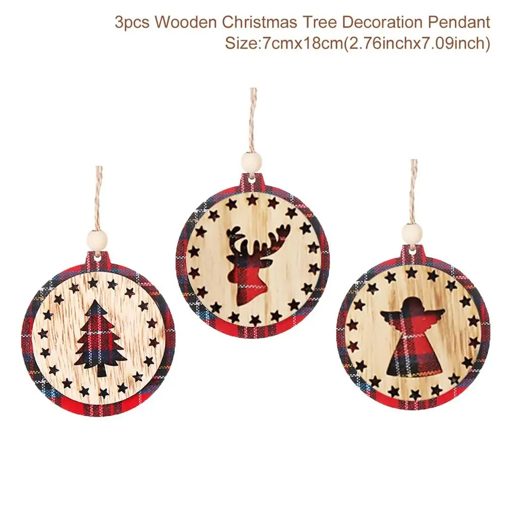 QIFU 2 м Рождественское украшение для дома рождественские украшения Санта Снеговик Noel флаги Рождественская гирлянда год - Цвет: Wooden Ornaments 1