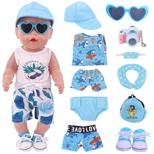 Ensemble d'accessoires bleu pour poupée Reborn, vêtements et chaussures pour bébé de 43cm, logène garçon, poupée américaine de 18 pouces, cadeaux de jouets russes