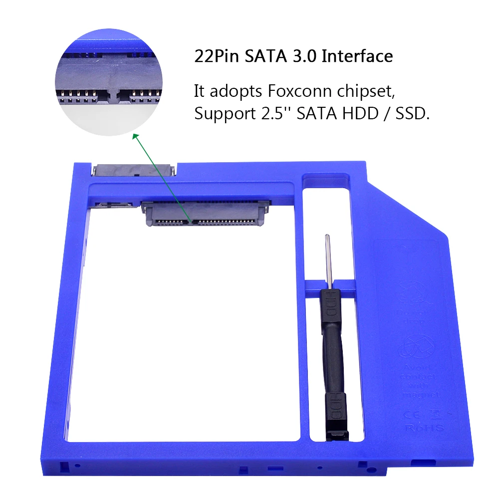 CHIPAL пластик SATA 3 0 2nd HDD Caddy 9 5 мм для 2 &quot7 SSD чехол Корпус жесткого диска ноутбука DVD