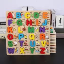Деревянный Детский стерео чехол с пластиной сцепления, английская надпись, детское Когнитивное обучение, развивающая игрушка для детей