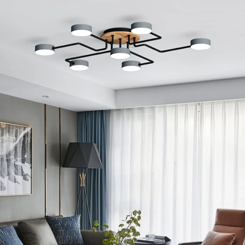 Nordique Moderne Salon Lampe Creative Ronde Abat Jour Led Plafonnier Chambre Hotel Eclairage