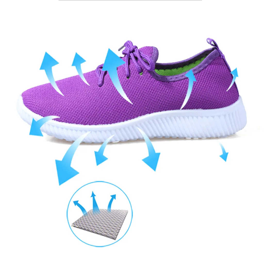 Women Sneakers Outdoor Solid Round Toe Breathable Loafers Soft Leisure Flat Running Shoes Sports Shoes Light Bottom Shoes#1007