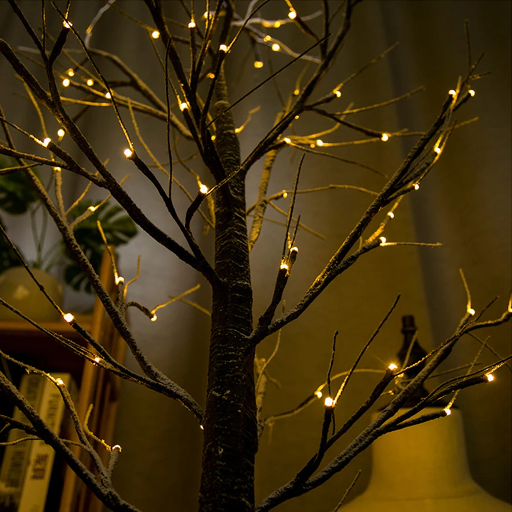 Светодиодный светильник в виде березы и снежной елки, рождественские украшения для дома, ночник, современный праздничный Сказочный светильник для помещений, штепсельная вилка европейского и американского стандарта