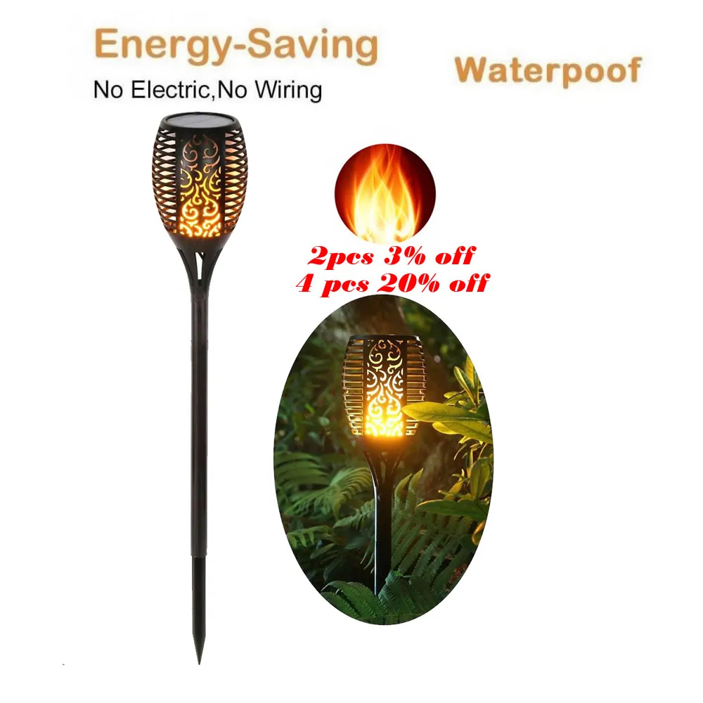 

Solar Waterproof Flickering Flame Torch Light Outdoor Landscape Decoration Lighting Lamp Flame Lamp Flickering bulb dancing Lawn