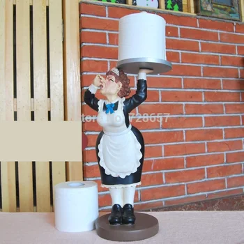 

Creative Resin Servant Sculpture Toilet Paper Dispenser Decor Craft Embellishment Accessories Supplies Furnishing for Wash Room