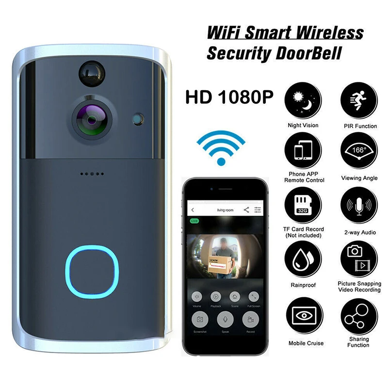 1* дверной звонок беспроводной HD визуальный wifi дверной звонок Инфракрасный ночного видения Домофон M7 удаленный дом прочный