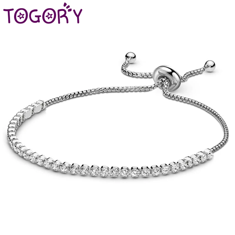 

TOGORY European Fashion Lady Charms Bracelet Cubic Zirconia Fine Bracelet Dazzling Heart Bracelets for Women Jewelry Gift