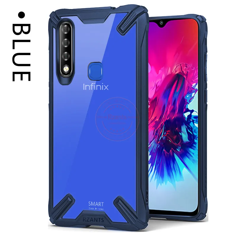 Чехол для телефона Rzants для Infinix Smart 3 Plus/S4, прозрачный жесткий чехол для ПК, двухслойная усиленная рамка, противоударный Тонкий чехол - Цвет: Blue