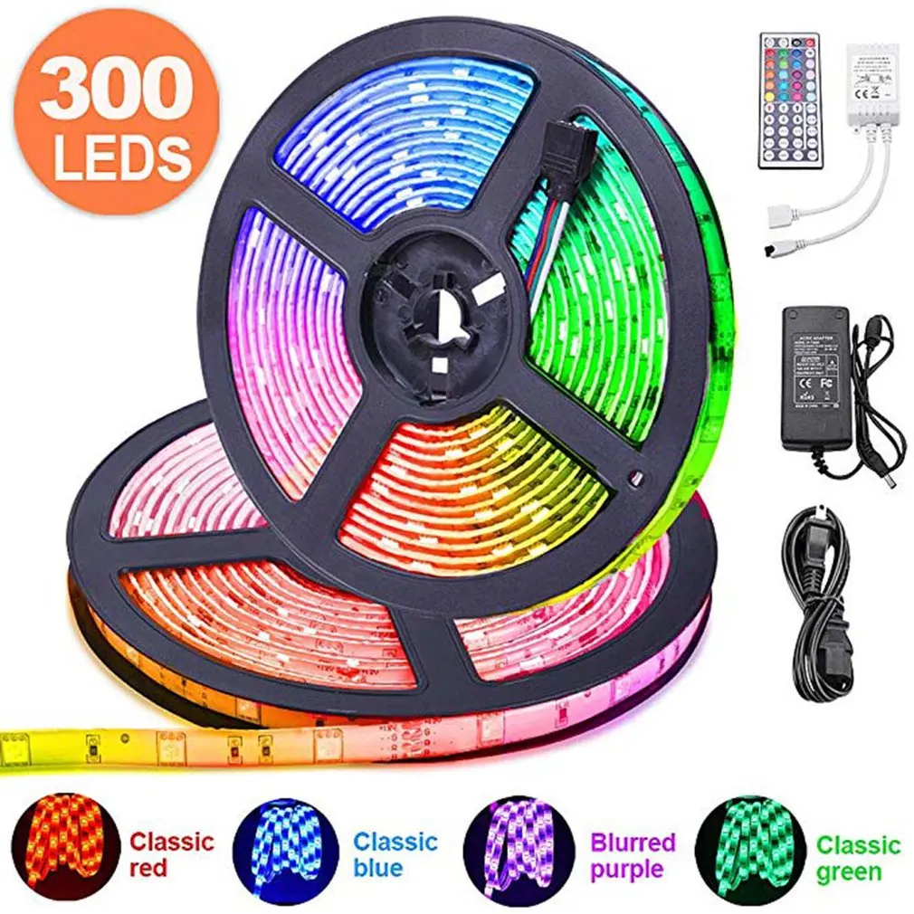 Светодиодная лента RGB 5050 SMD 2835 гибкая лента светодиод RGB 5 м 10 м 15 М лента диод DC 12 В+ пульт дистанционного управления+ адаптер