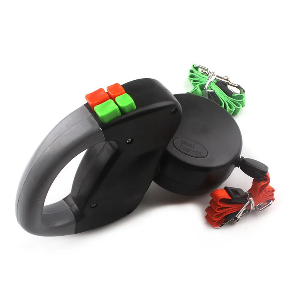 

Original Hand Held Dog Lead Leash Two-headed Dog Leash with Automatic Retractable Traction Rope Dog Chain Double Heads Dog Leash