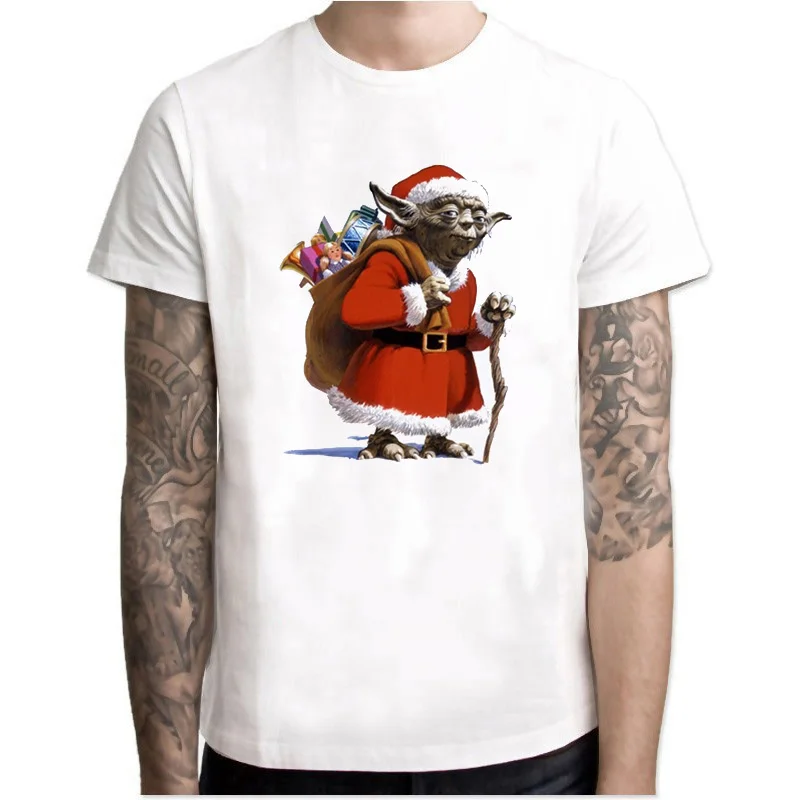 Лето, Новое поступление, Мужская футболка с принтом Санта-йода, Звездные войны, короткий рукав, повседневная Рождественская футболка, Топы, Camisetas Hombre