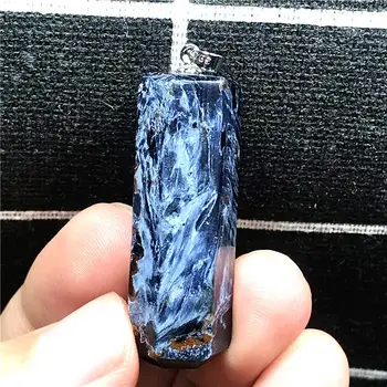 

Top Natural Pietersite Cylinder Pendant For Woman Man Crystal 37x12mm Beads 25 Silver Blue Namibia Energy Stone Jewelry AAAAA