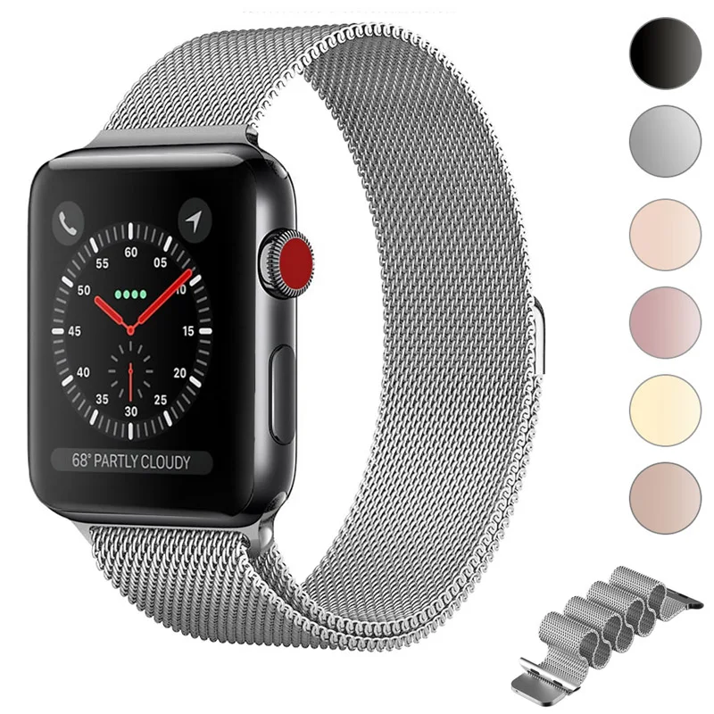 

Milanese Loop Bracelet Stainless Steel Strap For Apple Watch Series 1/2/3 42mm 38mm Bracelet Band for iwatch series 4 40mm 44mm