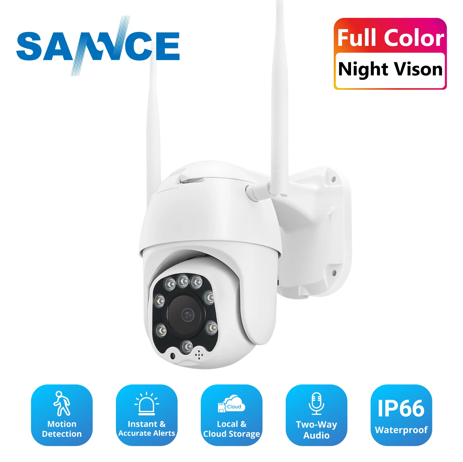 

SANNCE Wireless Wifi IP Camera 1080P Pan Tilt Outdoor Dome Security Camera Full Color Night Vision RJ45 CCTV Surveillance Cam