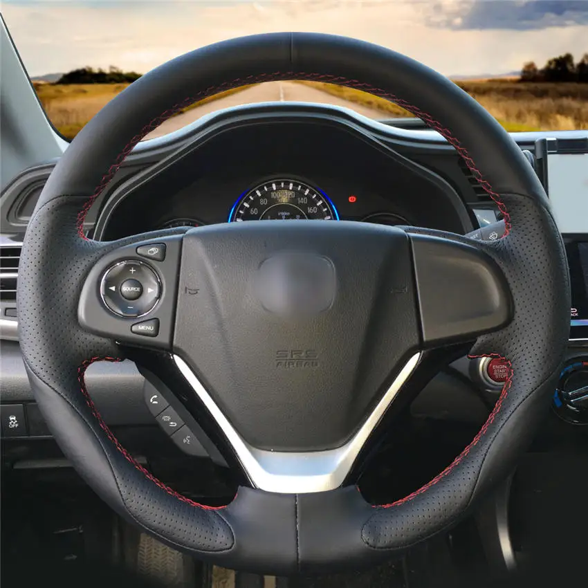 Style-02 Крышка рулевого колеса автомобиля ручной stitc h на обертывание крышки салона автомобиля украшения для Honda 2012 - Название цвета: Style-02