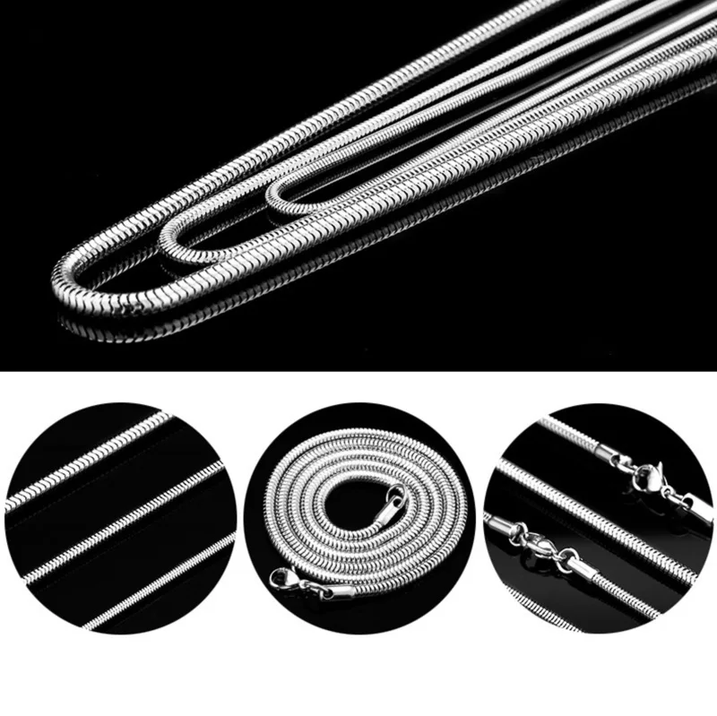 체인힙색 45/50/55/60cm 길이 100% 316L 스테인레스 스틸 체인, 스네이크 체인 쇄골 체인, 랍스터 걸쇠, 심플한 체인 목걸이 체인힙색 45/50/55/60cm 길이 100% 316L 스테인레스 스틸 체인, 스네이크 체인 쇄골 체인, 랍스터 걸쇠, 심플한 체인 목걸이