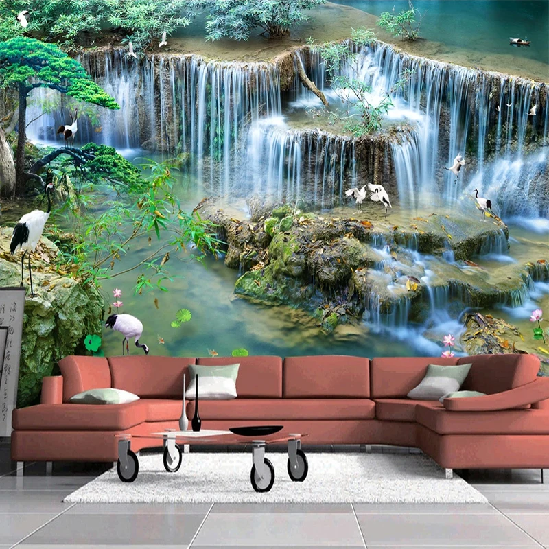 3D обои на заказ водопад пейзаж Фотофон роспись гостиной кабинета ресторана