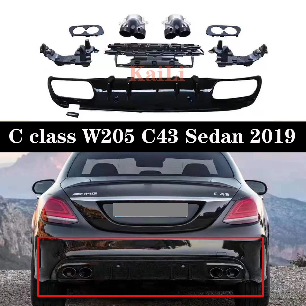 

Rear Bumper Diffuser Lip with Exhaust Tips for Mercedes-Benz C-Class W205 C43 Coupe & Sedan 2019