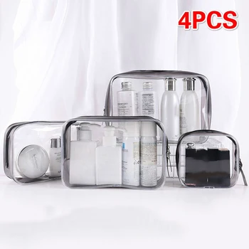 

4pcs Mini Multifunctional Travel Waterproof Wash Storage Bag Lady Transparent Cosmetic Storage Bag