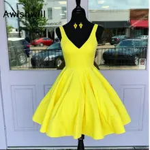 Атласное вечернее короткое платье с v-образным вырезом на заказ, Недорогое Платье на выпускной, Vestido Curto