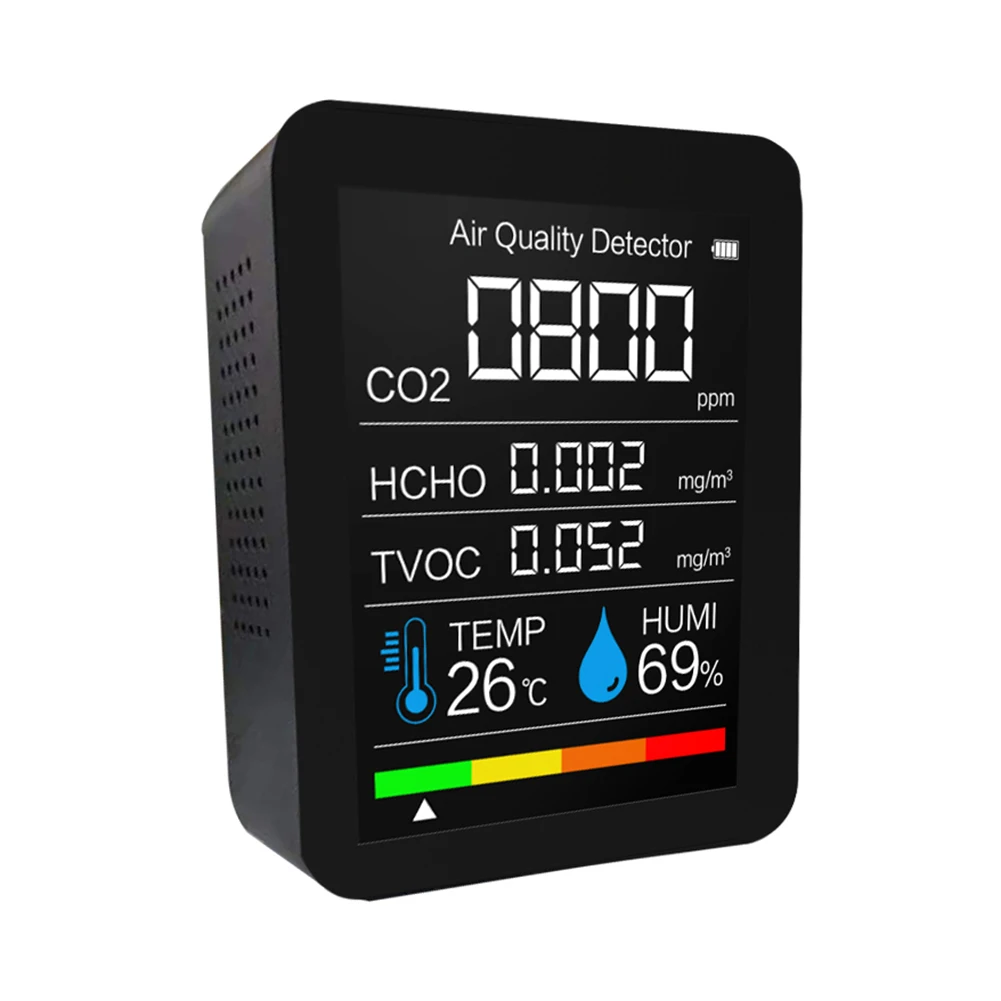 5IN1 CO2 Monitor Meter Air Quality Digital Temperature Humidity Detector Tool