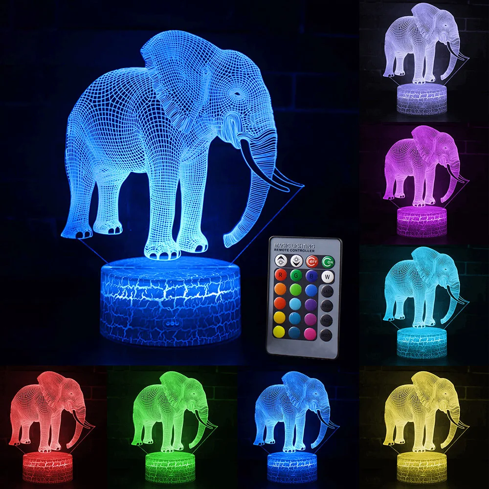 Big Elephant Светодиодный светильник с сенсорным экраном, 3D ночник, серия слон, 7/16 видов цветов, светодиодный настольный светильник для детей, рождественский подарок, украшение для дома, D30 - Испускаемый цвет: Big Elephant