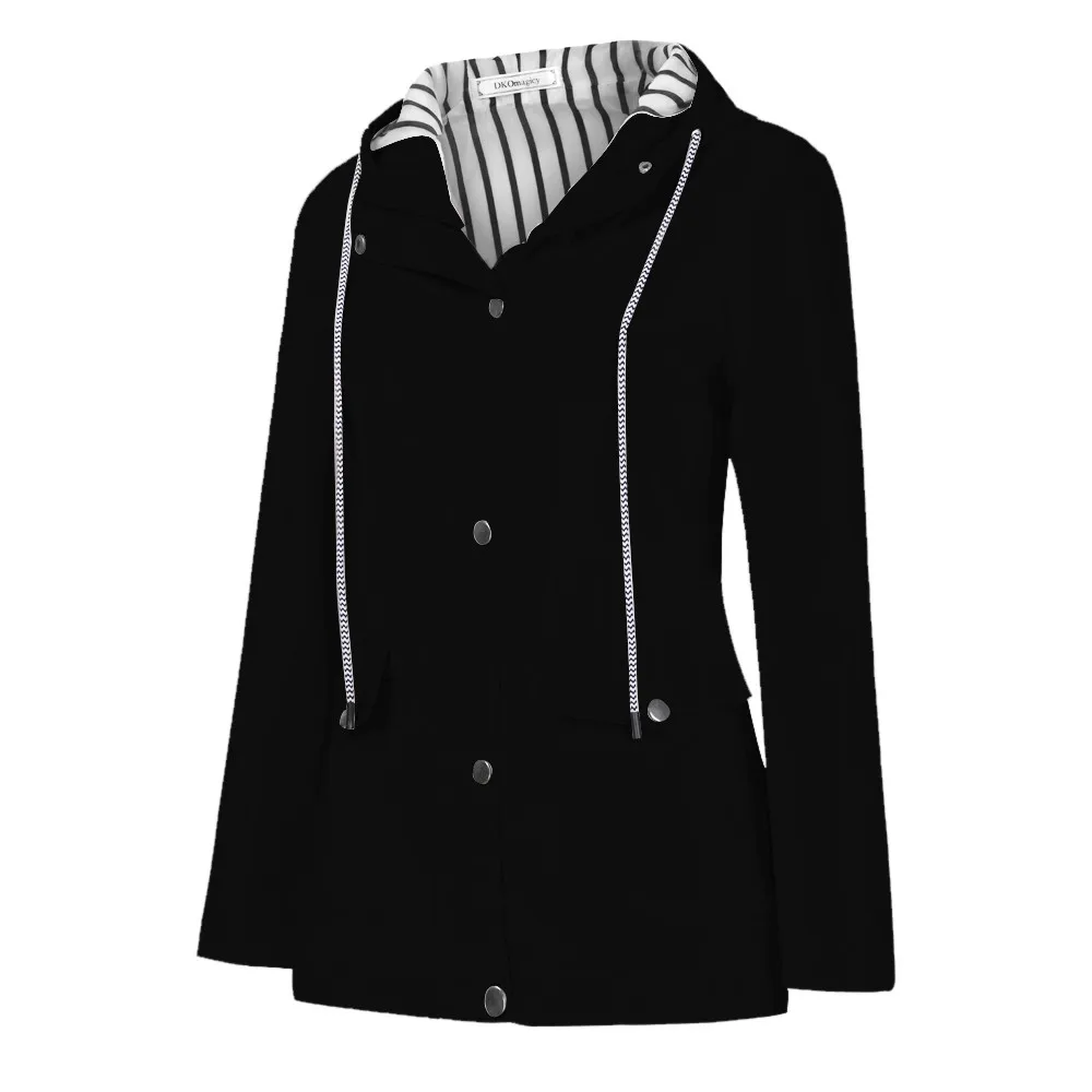 Womail женские куртки зима осень дамские с капюшоном открытый плащ ветровка на молнии водонепроницаемая верхняя одежда s-5xl Женское пальто 828 - Цвет: BK