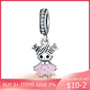 

CodeMonkey 100% 925 Sterling Silver Couple Little Girl Pendant Charm fit Girls Charm Bracelet & Necklaces DIY Jewelry C543