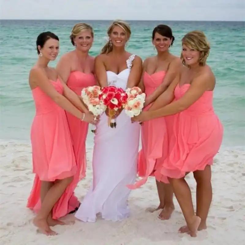 red beach bridesmaid dresses