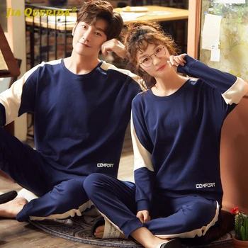 

Crew Neck Man and Woman Couple Fashion Style Casual Style Pijamas Set Pajamas Set Spring Autumn Long Sleeve Long Pants Sleepwear