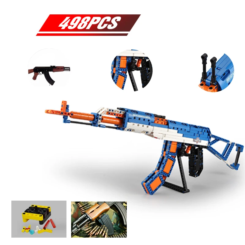 

498 Pcs SWAT Legoing Technic Guns Models & Building Model Building Blocks Bricks Military Weapon AK Gun Toys for Children