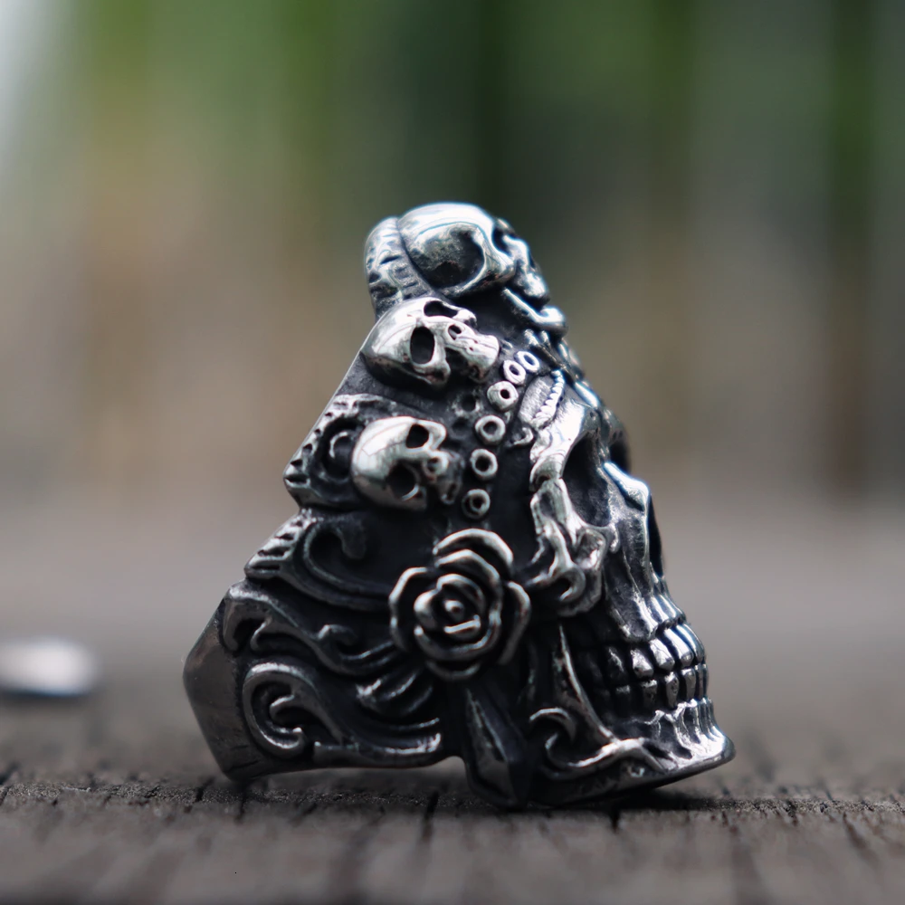 Крутое кольцо Santa Muerte Death Skull уникальные мужские кольца в стиле панк, рок-Байкер ювелирные изделия подарок для Него