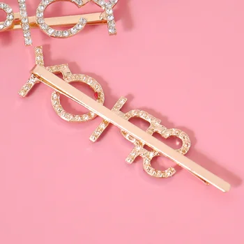 

1pcs Spicy Colorful Crystal Shiny Rhinestone Hairpins Letters Hair Clips Barrettes Hair Styling Women Girls Pearl Headwear
