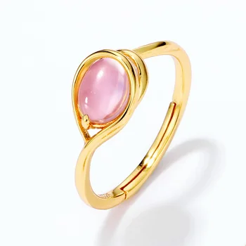 

New Top Grade S925 Pink Crystal Finger Rings Female Fashion Accessories Resizable Ring Fashion Jewelry Lovers Women Girl Gifts