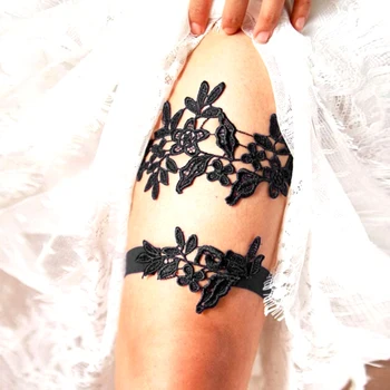 

2pcs/Set Wedding Garters Lace Embroidery Floral Sexy Garters For Women/Bride Thigh Ring Bridal Leg Garter