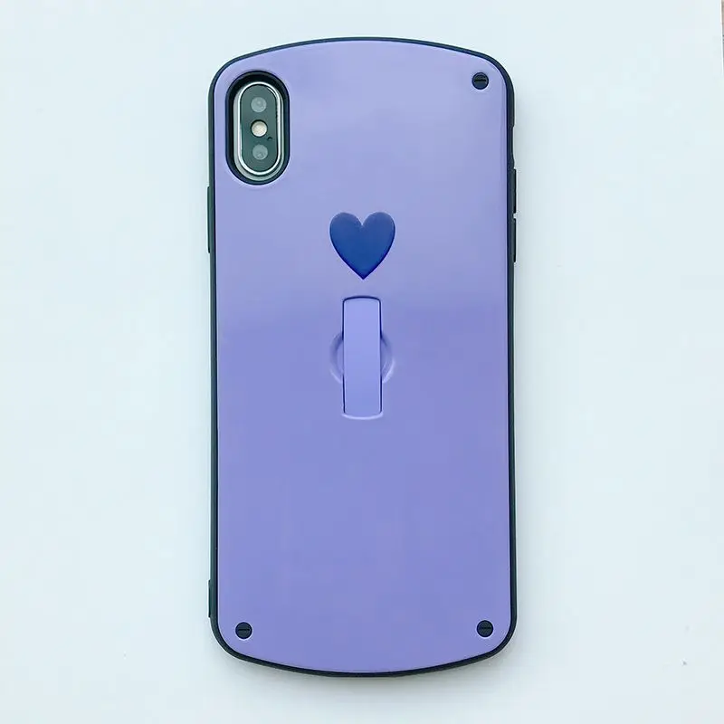 purple love heart Для Iphone 7 8 7plus 8plus чистое сердце простота чехол для Iphone X Xs Max Xr силикагель анти-падение крепление в виде кольца на палец чехол - Цвет: purple love heart