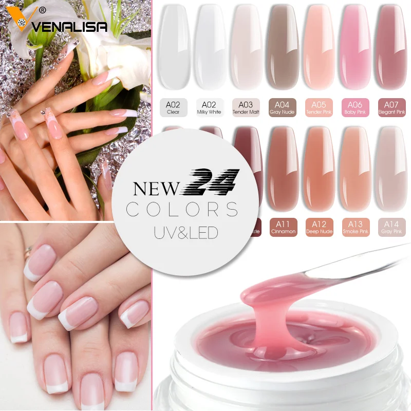 50ml VENALISA Schnelle Builder Gelee UV Bau Gel Verlängerung Camouflage Gel Lack Glitter Farbe Tränken Weg Vom UV LED Französisch gel
