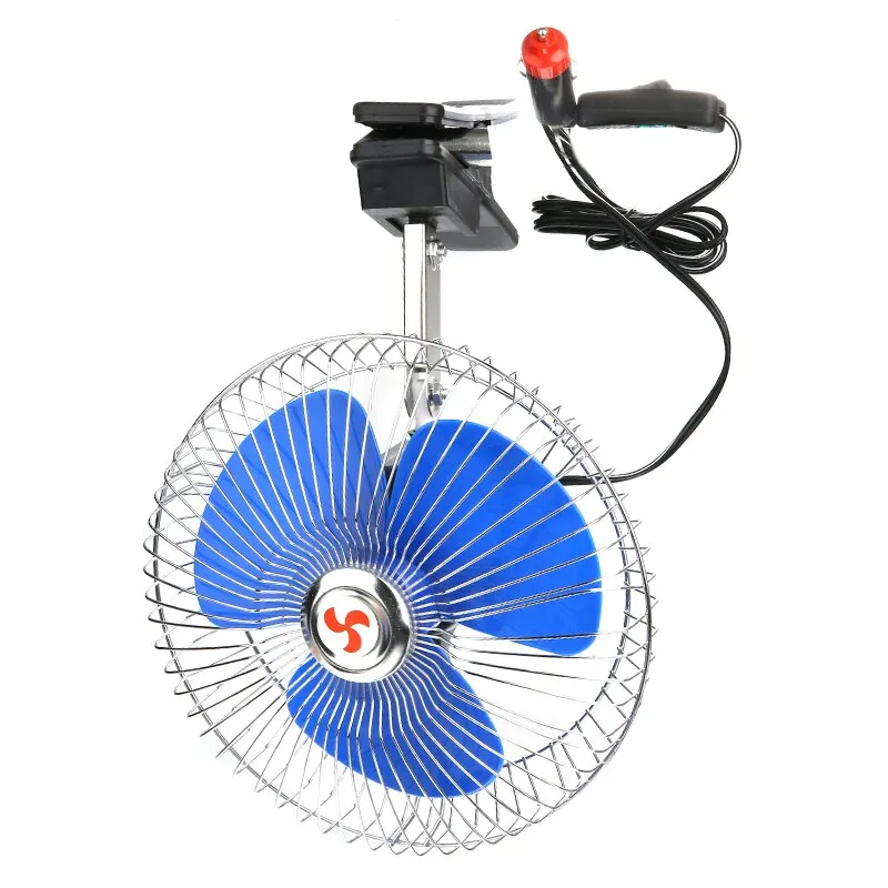 Mayitr 1pc 12V 25W Summer Electric Car Fan Portable Vehicle Auto Fan Oscillating Cooling Fan Low Noise With Cigarette Lighter