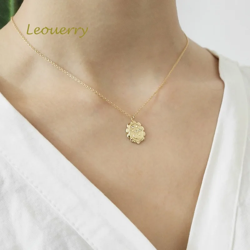 

Leouerry 925 Sterling Silver Oval Sun Flower Pendant Necklace Emboss Star Moon Necklaces for Women Charms Fine Jewelry Gifts