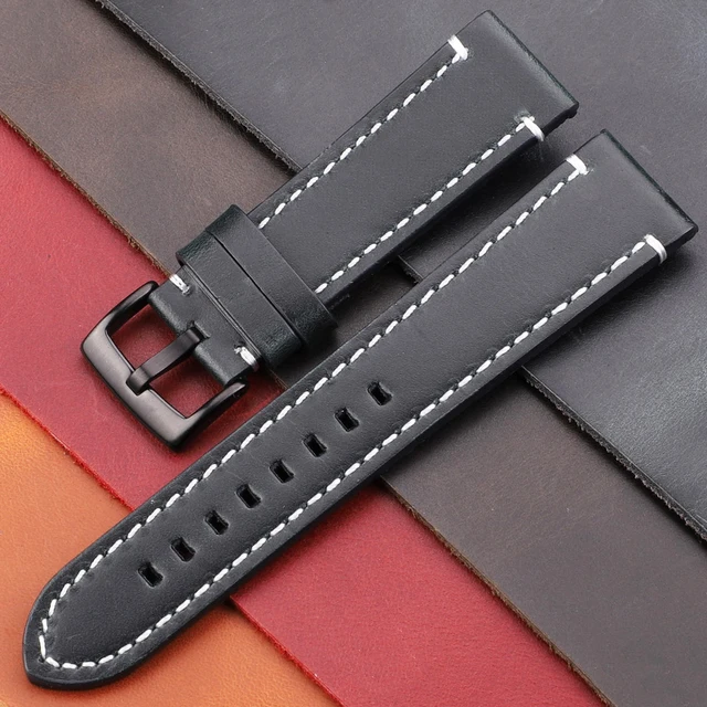 Vintage Genuine Leather Watchbands 7 Colors Belt 18mm 20mm 22mm 24mm Women Men Cowhide Watch Band Strap Accessories Blue Black Clasp