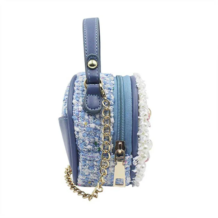 Новинка; стильная мини-сумка на плечо для девочек; Сумочка с искусственным жемчугом и цветком; подарки с цепочкой