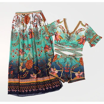 

2020 Printed High Waist Three Pieces Bikini Set Padded Bathing Suit Swimwear Sexy Biquini Swimsuit Bandage Swim Beach Wear sUITS