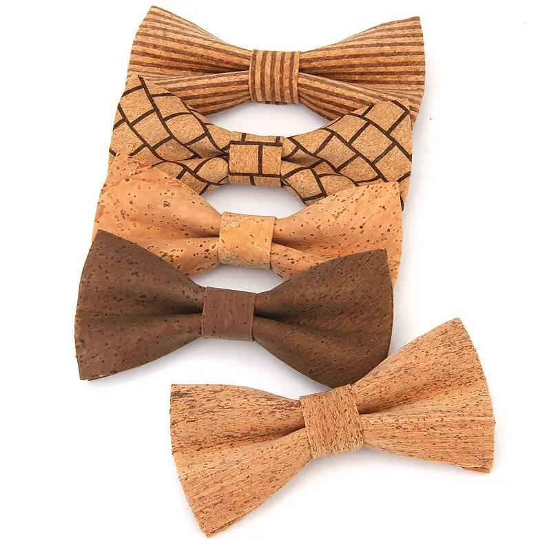 Деревянный галстук-бабочка мужской роскошный деревянный из пробки Новинка