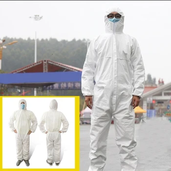 

Waterproof Dustproof Protective Coveralls Disposable Clothing White Hazmat Brand New And High Quality 2020 New Arrival