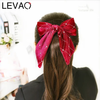 

Levao Big Bow Elastic Hair Ring Shiny Rhinestone Embellishment Hair Rubber Band Scrunchies For Women Hair Rope Hair Accessories