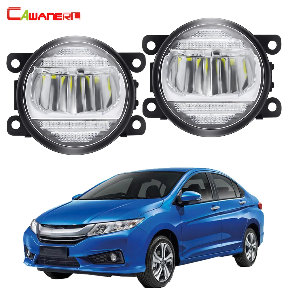 2 в 1 Противотуманные фары + ДХО для Honda City 2014 2015 2016 2017 2018 автомобильные передние