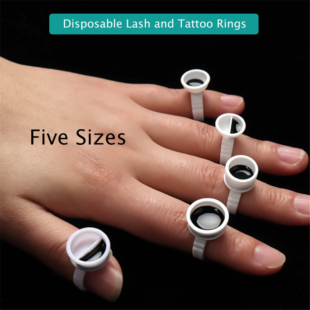 100 Pieces/Set Eyelash Extension Glue Rings Glue Holder Tool Kit Set Professional Makeup Disposable Adhesive Eyelash White Color